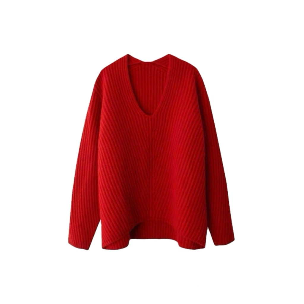 V Neck 100% Wool Sweater - NY047