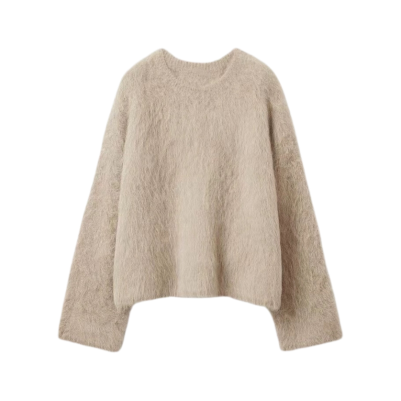 Drop Shoulder Crew Neck Alpaca Sweater - NY015