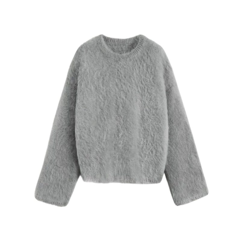 Drop Shoulder Crew Neck Alpaca Sweater - NY015